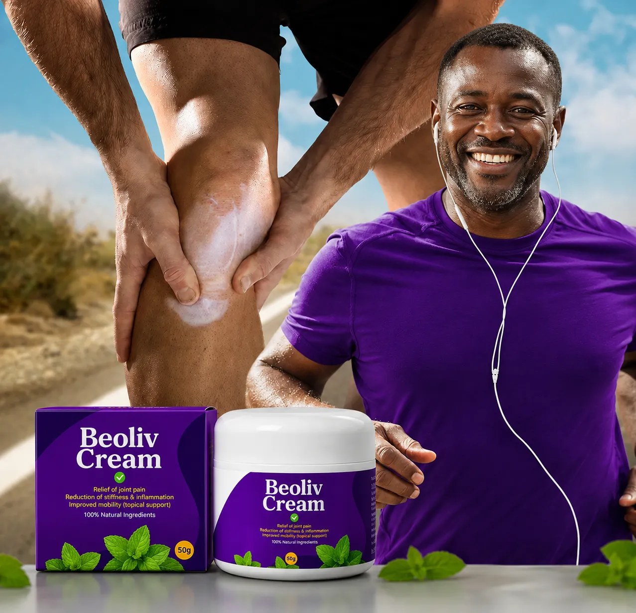 Beoliv Cream jar for joint and muscle pain relief